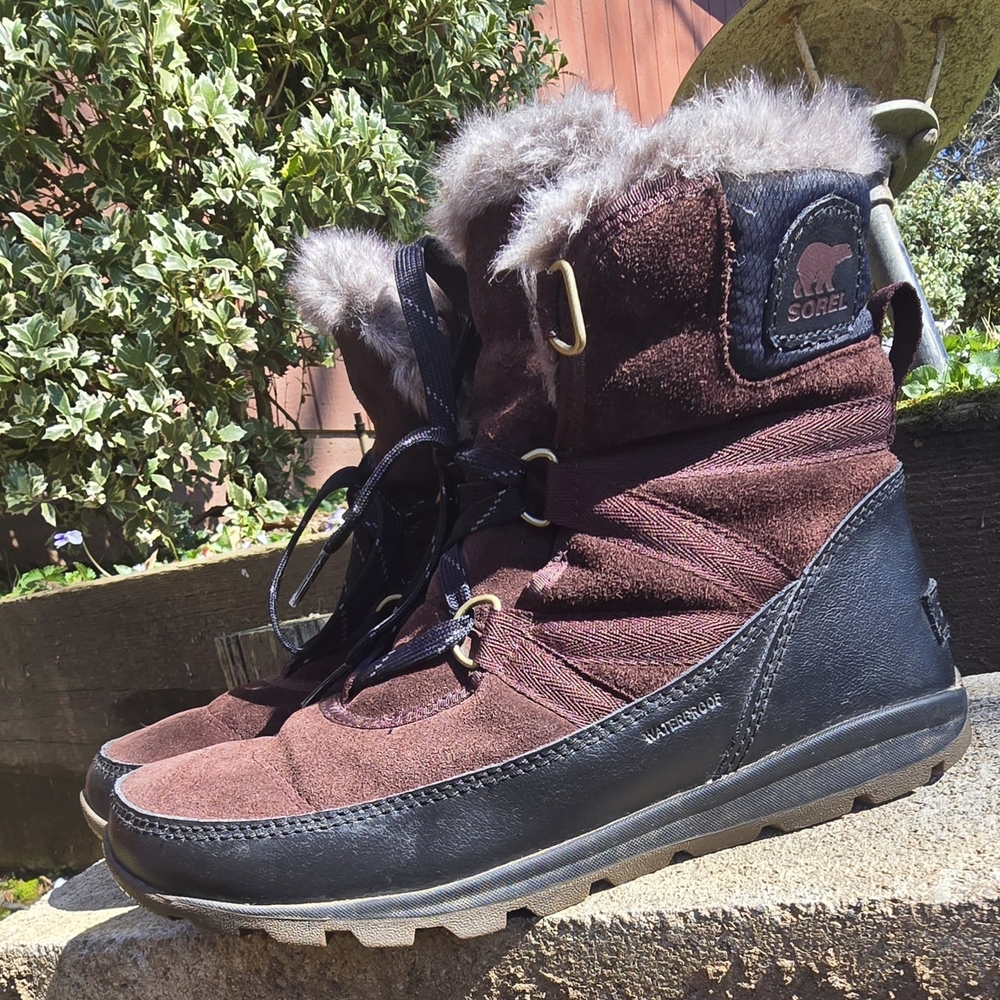 Sorel Women's Tivoli Sport Cat-Tail Brown/Maroon Winter Waterproof Boots